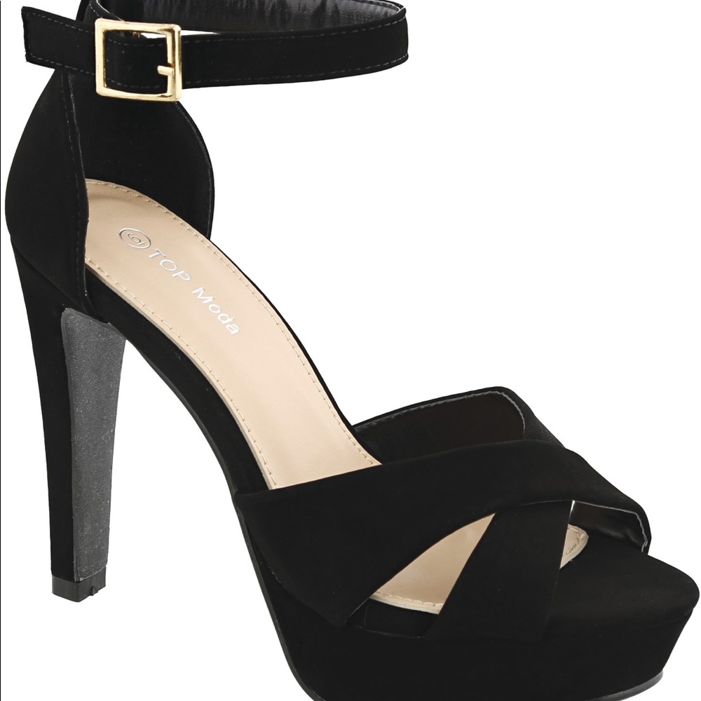 Ankle strap high heels black